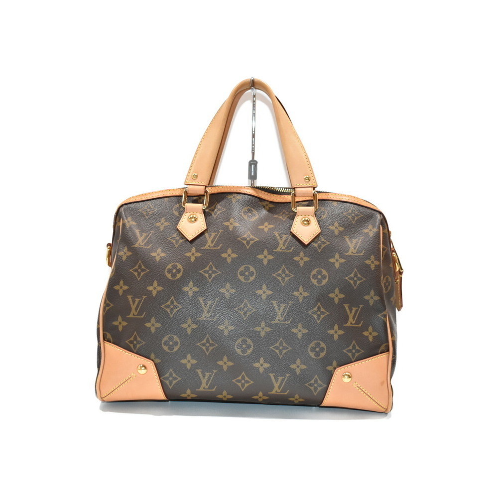 Louis Vuitton Monogram Handbag Retiro Shoulder Coated Bag Brown Canvas